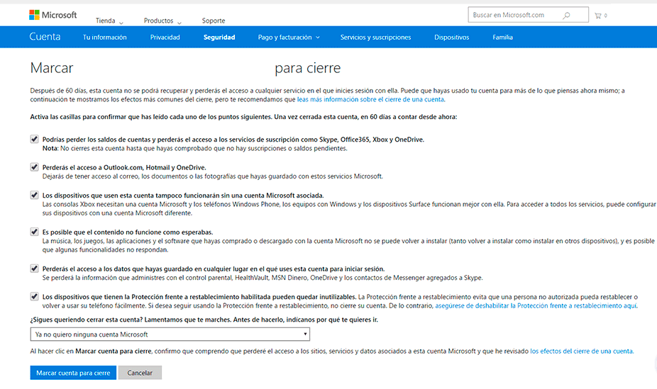 como cerrar cuenta hotmail