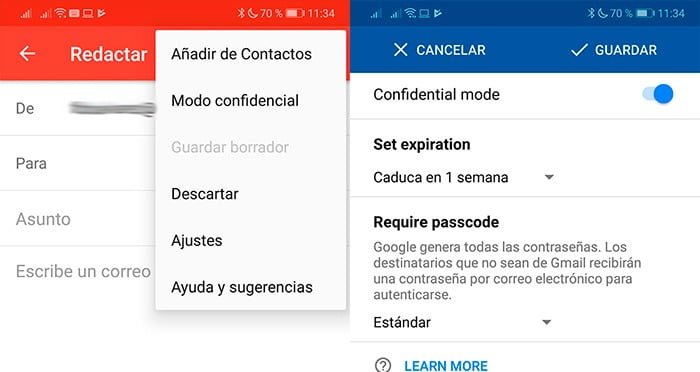 correo confidencial gmail para android