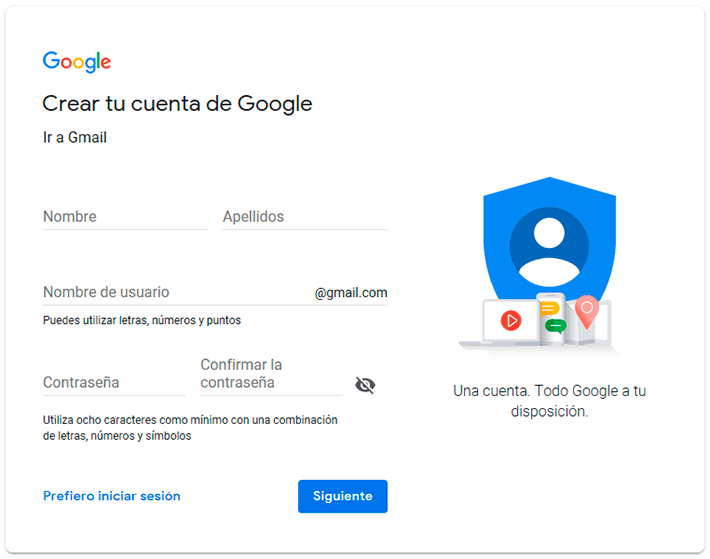crear cuenta gmail