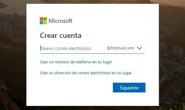 crear cuenta hotmail