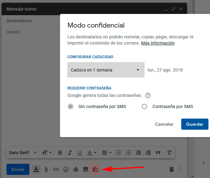 modo confidencial web gmail