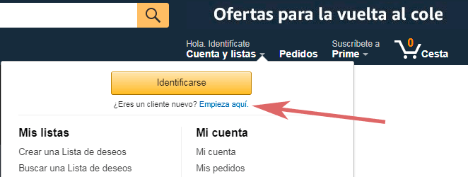 crear cuenta en amazon