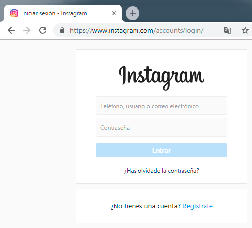iniciar sesión en Instagram