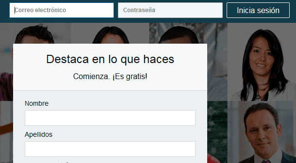 formulario de inicio de sesion en linkedin