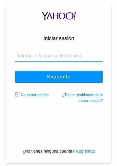 formulario inicio sesion yahoo