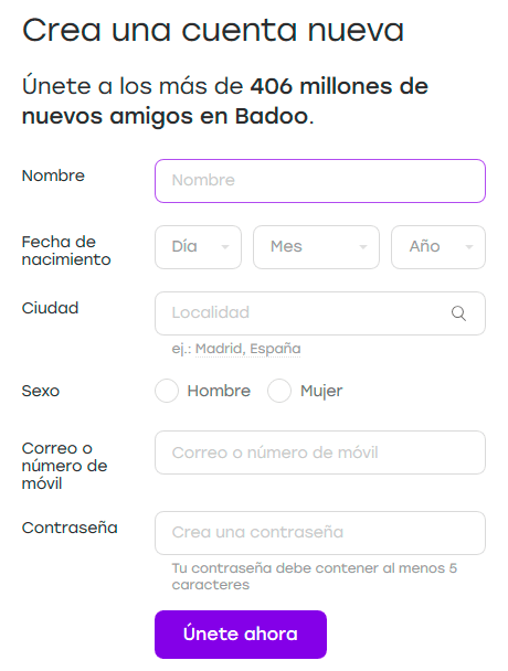registro badoo